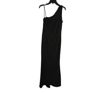 BA Nites Black One Shoulder Ruched Maxi‎ Dress Size 10 Formal Evening Gown NWT